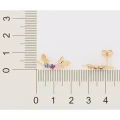 Brinco Feminino Rommanel Borboletas Com Zirrcônias Banhado Ouro 18k - Farinni Joias