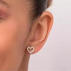 Brinco Coração Feminino Delicado Rommanel Banhado A Ouro 18k Com Zircônias na internet