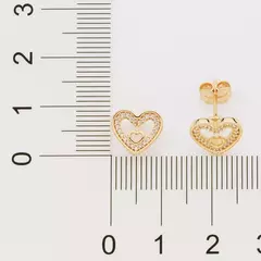 Brinco Coração Feminino Delicado Rommanel Banhado A Ouro 18k Com Zircônias - Farinni Joias