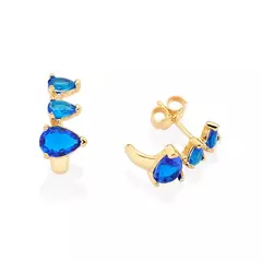 Brinco Curvado Formato Gota Banhado Ouro 18k Com Cristais - comprar online