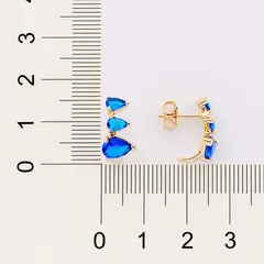 Brinco Curvado Formato Gota Banhado Ouro 18k Com Cristais - Farinni Joias