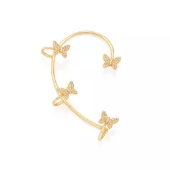 Brinco Ear Wrap Borboleta Banhado A Ouro 18k Rommanel Com Zircônias