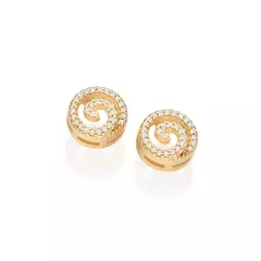 Brinco Feminino Rommanel Espiral Banhado A Ouro 18k Com Zircônias Cód-527278