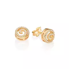 Brinco Feminino Rommanel Espiral Banhado A Ouro 18k Com Zircônias Cód-527278 - comprar online