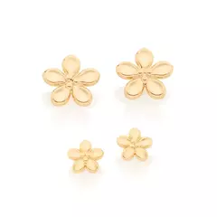 Kit de Brincos de Flores Banhado a Ouro 18k