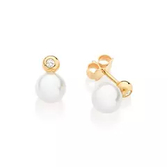 Brinco Banhado A Ouro 18k Com Zircônia E Pérola Sintética - comprar online