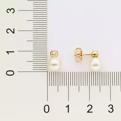 Brinco Banhado A Ouro 18k Com Zircônia E Pérola Sintética - Farinni Joias