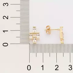 Brinco Feminino Romannel Banhado A Ouro 18k Com Zircônias - Farinni Joias