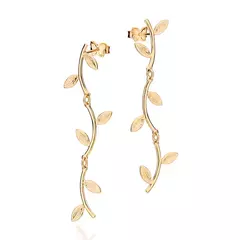 Brinco Folhas Banhado A Ouro 18k Feminino Rommanel