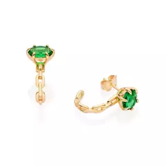 Brinco Meia Argola Aro Corrente Banhado A Ouro 18k Com Cristais Lançamento Rommanel - comprar online