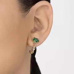 Brinco Meia Argola Aro Corrente Banhado A Ouro 18k Com Cristais Lançamento Rommanel na internet