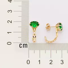 Brinco Meia Argola Aro Corrente Banhado A Ouro 18k Com Cristais Lançamento Rommanel - Farinni Joias