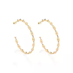 Brinco Meia Argola Com Aro Torcido Banhado A Ouro 18k Feminino Rommanel