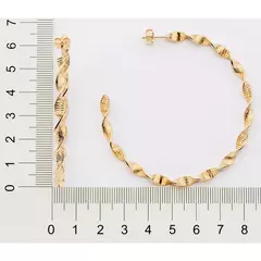 Brinco Meia Argola Com Aro Torcido Banhado A Ouro 18k Feminino Rommanel - Farinni Joias