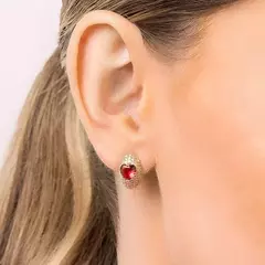 Brinco Meia Argola Banhado Ouro 18k Com Cristais E Zircônias na internet