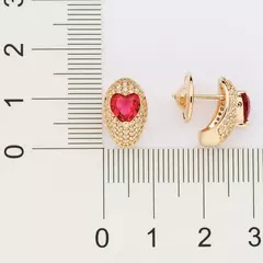 Brinco Meia Argola Banhado Ouro 18k Com Cristais E Zircônias - Farinni Joias