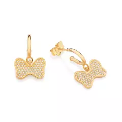 Brinco Meia Argola Laço Da Minnie Banhado A Ouro 18k Com Zircônias - comprar online