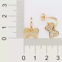Brinco Meia Argola Laço Da Minnie Banhado A Ouro 18k Com Zircônias - Farinni Joias