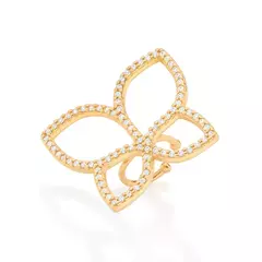 Brinco Piercing De Pressão Borboleta Rommanel Banhado A Ouro 18k Com Zircônias