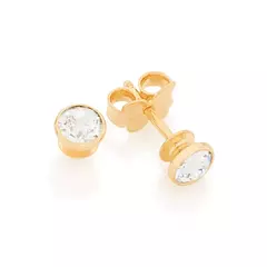 Brinco Solitário Banhado A Ouro 18k Com Cristais Rommanel Cód-523191 - comprar online