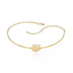 Choker Estrela Solar Feminino Rommanel Banhado A Ouro Com Zircônias Cód-532487