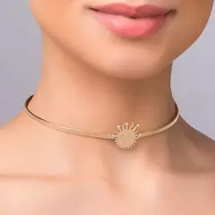 Choker Estrela Solar Feminino Rommanel Banhado A Ouro Com Zircônias Cód-532487 - comprar online