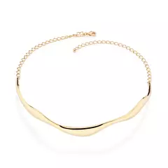 Choker Ondulada Feminina Elegante Rommanel Banhada Ouro 18k Cód-532452