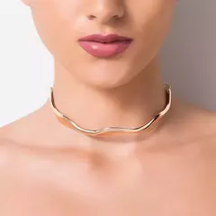 Choker Ondulada Feminina Elegante Rommanel Banhada Ouro 18k Cód-532452 - comprar online