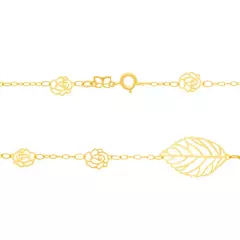 Cordão Feminino Rommanel Banhado A Ouro Formado Por Flores E Folhas Cód-531289 - comprar online