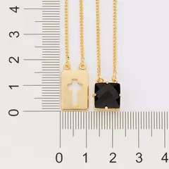 Escapulário Masculino Rommanel Banhado A Ouro 18k Com Cruz E Cristal Cód-532454 - Farinni Joias