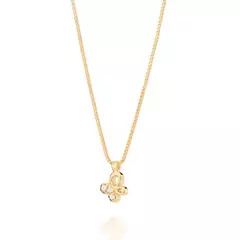 Gargantilha Feminino Delicado Banhado Ouro 18k Borboleta Com Zircônias Rommanel Cód-532379
