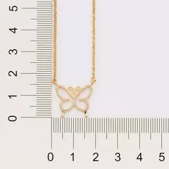 Gargantilha Borboleta Feminina Rommanel Banhada Ouro 18k Com Zircônias Cód-532502 na internet