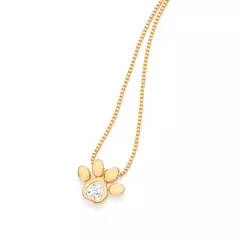 Gargantilha Feminina Pingente Pata De Pet Banhado A Ouro 18k Com Zircônia Cód-532518