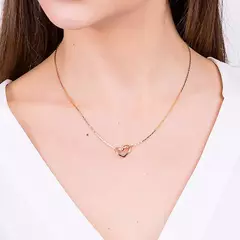 Gargantilha Banhada A Ouro Feminina Delicada Fio Diamantado Com Coração Vazado Cód-530519 - comprar online