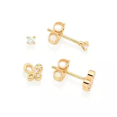 Kit Brinco Borboletas Para Primeiro E Segundo Furo Com Zircônias Banhado A Ouro 18k Rommanel - comprar online