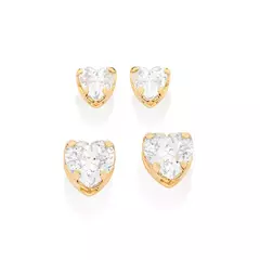 Kit Brinco Coração Primeiro Segundo Furo Banhado Ouro 18k Rommanel Cód-527266
