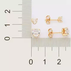 Kit Brinco Coração Primeiro Segundo Furo Banhado Ouro 18k Rommanel Cód-527266 - Farinni Joias