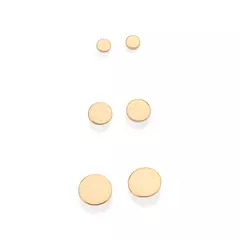 Kit Trio De Brinco Redondo Banhado A Ouro 18k Feminino Rommanel Cod-527272