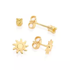 Kit Brinco Primeiro e Segundo Furo Rommanel Sol folheado Banhado A Ouro 18k Com Zircônias - comprar online