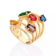 Maxi Anel Banhado A Ouro 18k Com Cristais Feminino Rommanel
