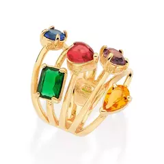 Maxi Anel Banhado A Ouro 18k Com Cristais Feminino Rommanel - comprar online