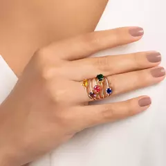 Maxi Anel Banhado A Ouro 18k Com Cristais Feminino Rommanel na internet