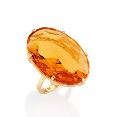 Maxi Anel Oval Banhado A Ouro 18k Com Cristal Feminino Rommanel