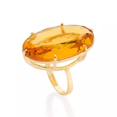 Maxi Anel Oval Banhado A Ouro 18k Com Cristal Feminino Rommanel - comprar online