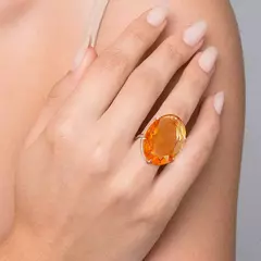 Maxi Anel Oval Banhado A Ouro 18k Com Cristal Feminino Rommanel na internet