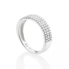 Meia Aliança De Prata 925 Com Zircônias Rommanel Cod-810234 - comprar online