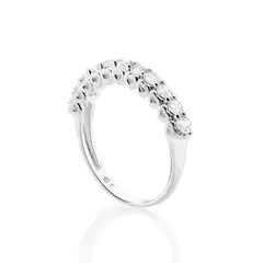 Meia Aliança De Prata 925 Com Zircônias Rommanel Cod-810240 - comprar online