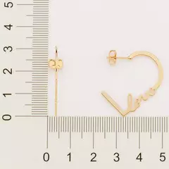 Brinco Meia Argola Love Banhado a Ouro 18k Cód. 527057 - Farinni Joias