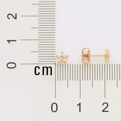 Brinco Estrela Banhado a Ouro 18k com Zircônias Cód. 527251 - Farinni Joias