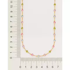 Gargantilha Banhada a Ouro 18k com Pedras Coloridas Cód. 530871 - Farinni Joias